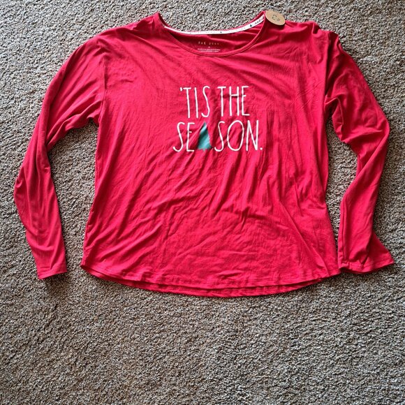 Rae Dunn  “’Tis the Season” Red Long-Sleeve Holiday Shirt – Size Medium NWT - Picture 6 of 7